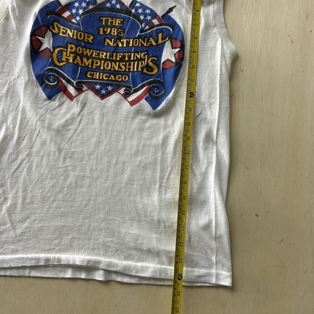 Vintage 1985 Senior National Powerlifting Shirt Womens Large White Chicago Tee - Picture 4 of 6